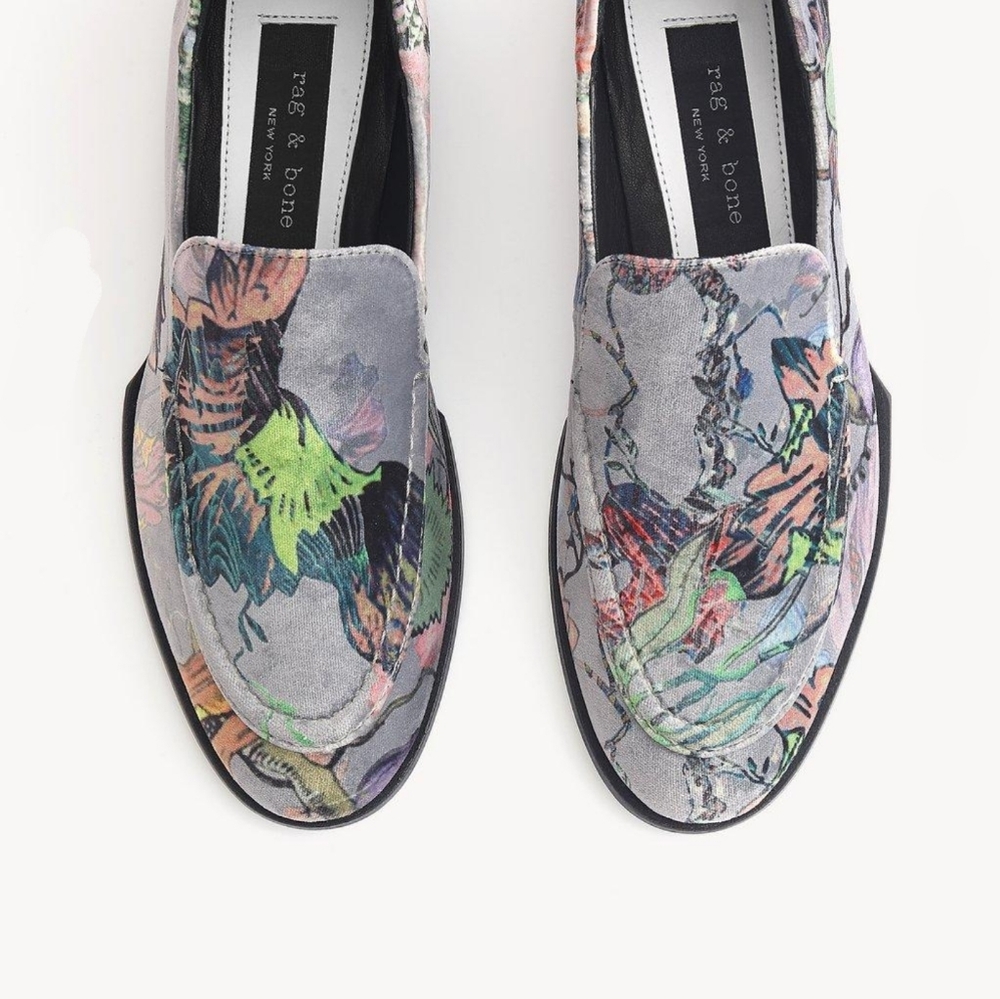 Beautiful Floral Velvet Rag & Bone Loafers - Picture 5 of 7